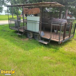 Custom Built -  7' x 19' Barbecue Catering Trailer with 500 Gallon BBQ Smoker