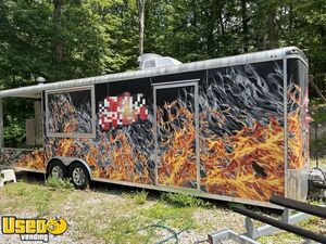 2014 28' Barbecue Food Concession Trailer with Porch and Bathroom