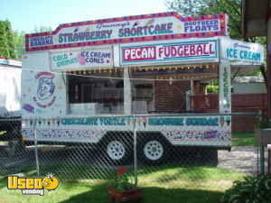 Ice Cream and Apple Dumpling 8 X 20 2002 Concession Trailer and 1990 1 Ton Chevy Vending Truck. 