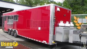 2023 8.5' x 32' BBQ Full Kitchen Food Trailer with Porch & Southern Pride Smoker + Bathroom
