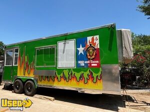 NEW - LOADED 2023 Kitchen Food Trailer w/ Side Extractors, Fire Suppression & Porch