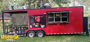 2017 - 7' x 14' Barbecue Food Concession Trailer with Open Porch