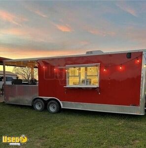 Brand New 2023 - 8.5' x 24' Mobile Barbecue Food Concession Trailer with Porch + Upgraded Coating